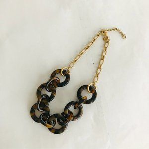 NWOT J. Crew Faux Tortoise Shell Link Gold Tone Necklace